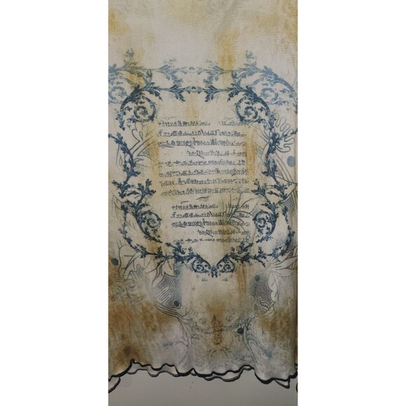 Nu Construction Vintage Y2K Long Sleeve Top L Floral Script Graphic USA Made - Picture 7 of 7